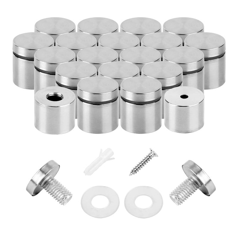 AOUVES Standoff Screws for Acrylic 1 x 1 inch Stainless Steel Wall Sign Silver Standoff Mounting Hardware 20 Pack - Image 1